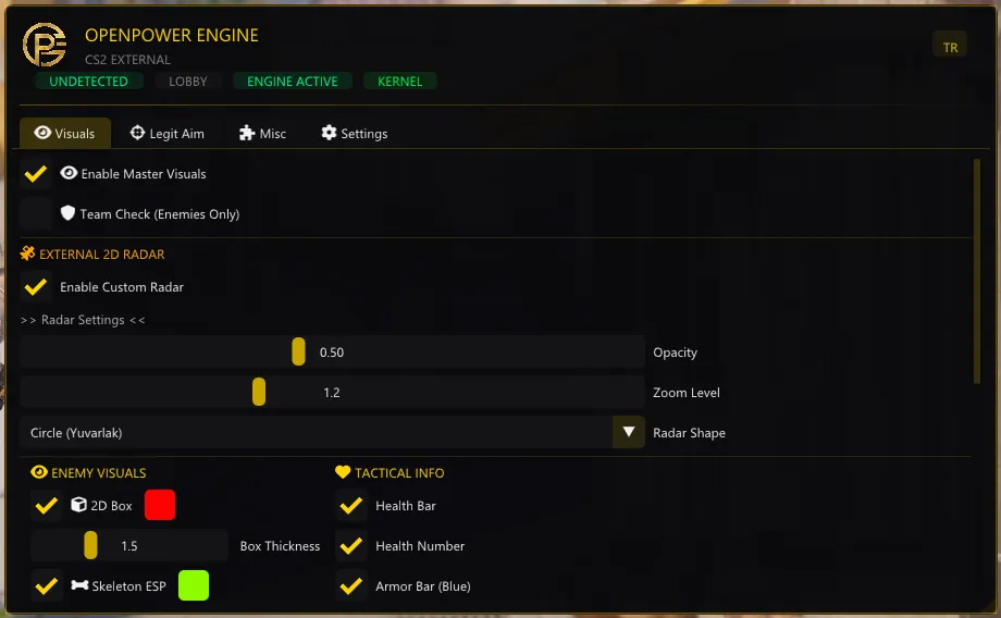CS2 External ESP Wallhack - Open Power Engine oyun içi görüntü