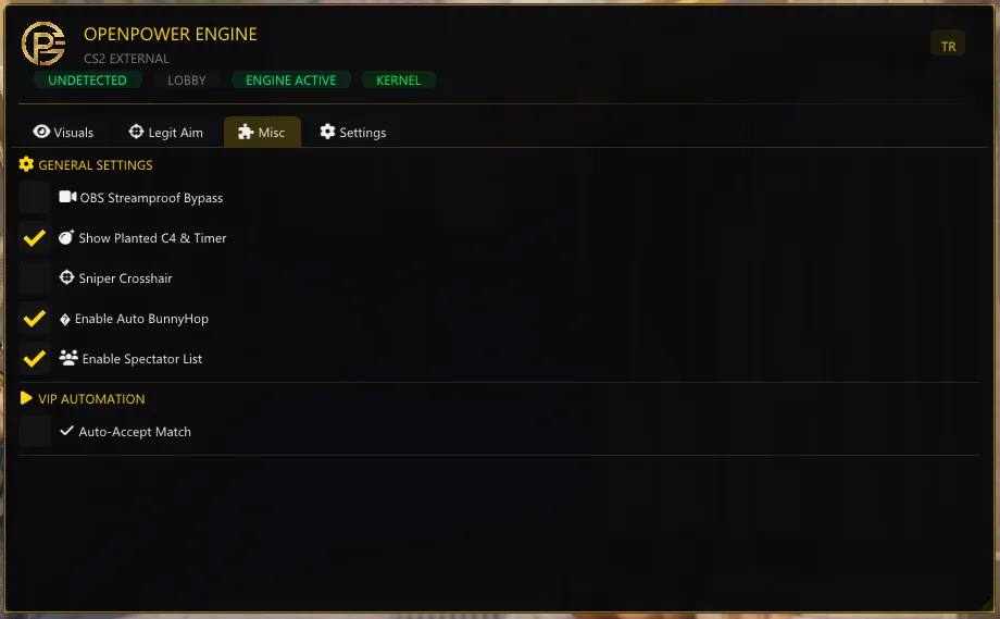 CS2 Radar Hack ve Misc Özellikleri - Open Power Engine ekstra modüller